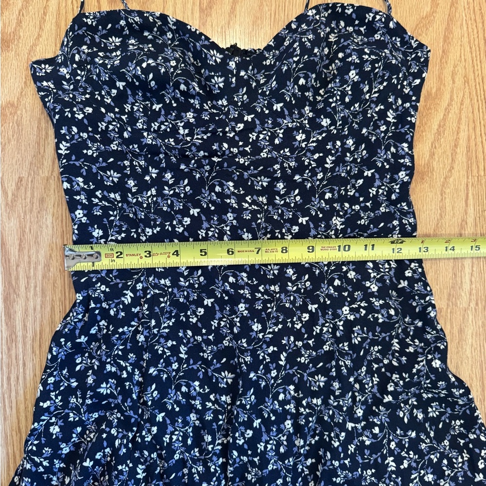 Reformation Saskia fit & flare Navy Floral Mini Dress - Picture 13 of 16
